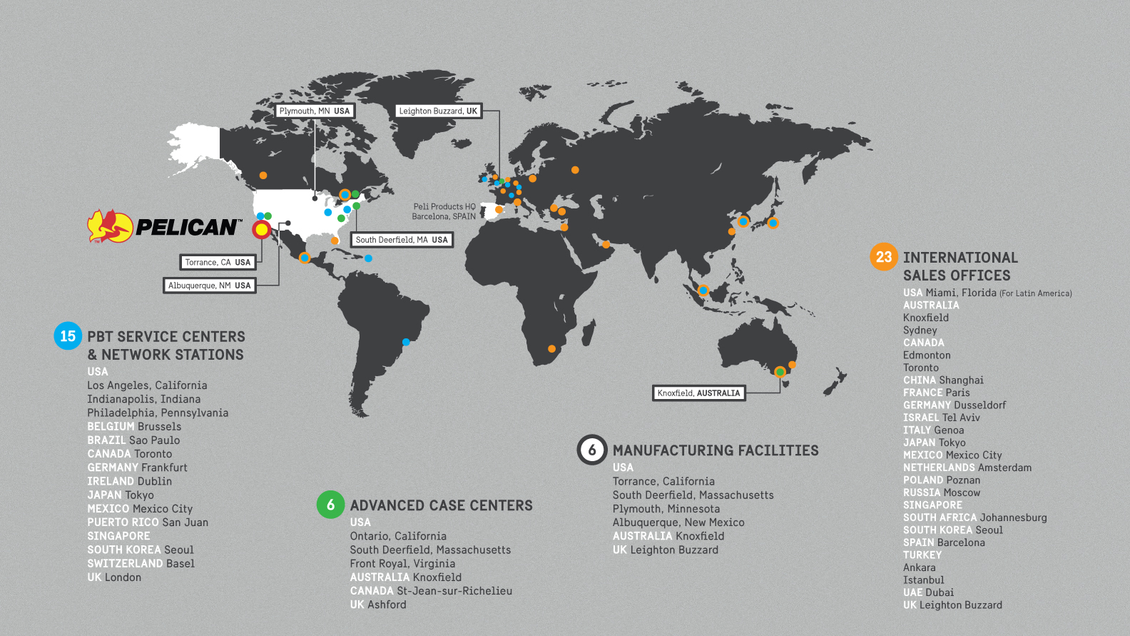 pelican world map office locations
