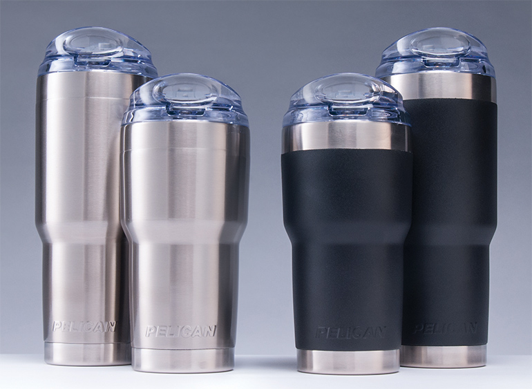 Pelican Stainless Steel Insulated Travel Mug Tumpler w/ Side Closure 32 OZ  Silver 