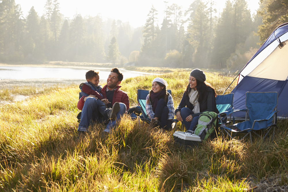 happy family camping trip