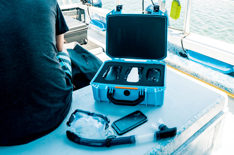 pelican blue drone water equipment case