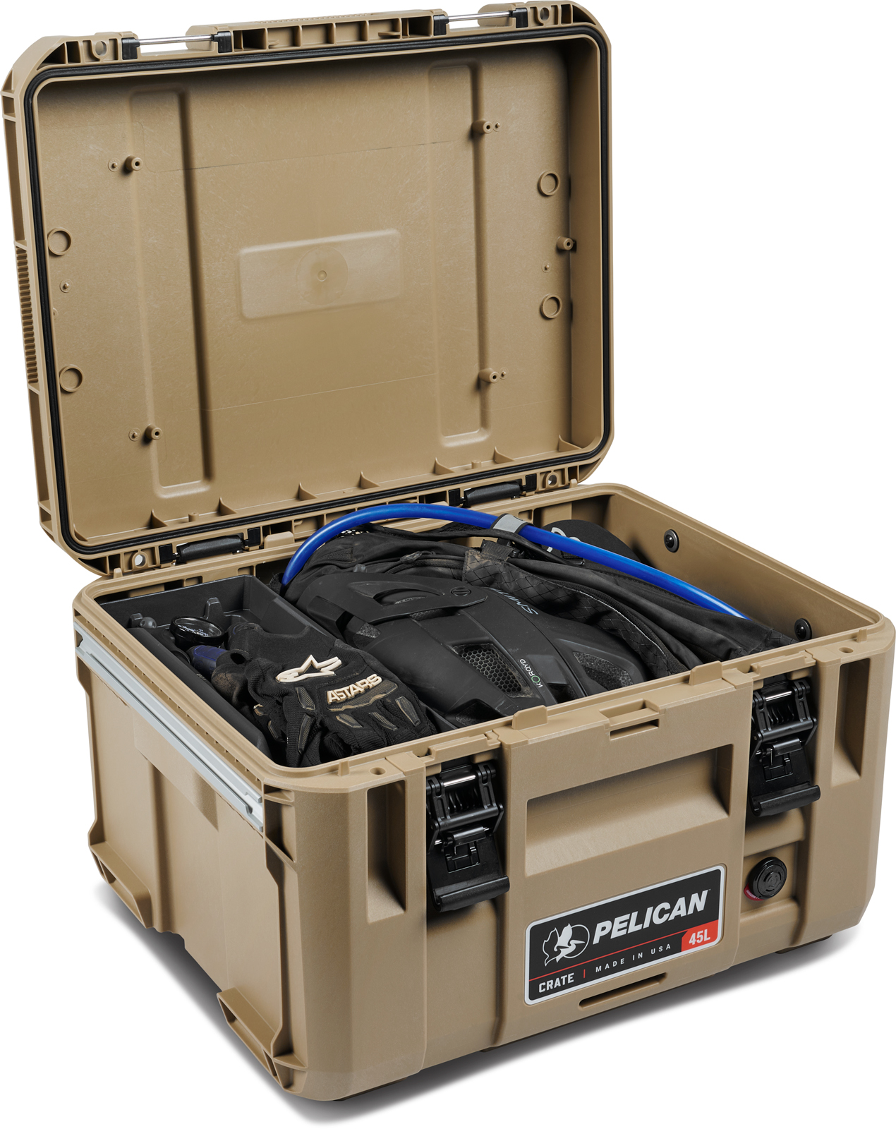 PEL_Crate 45L_Tan_Front Angle Open Props_med