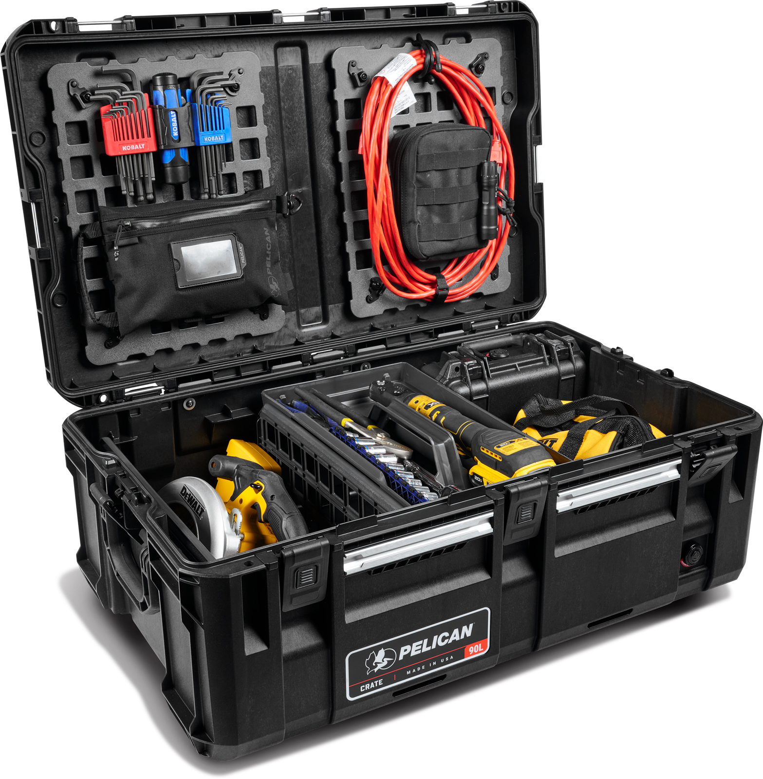PEL_Crate 90L_Black_Front Angle Open Props_med