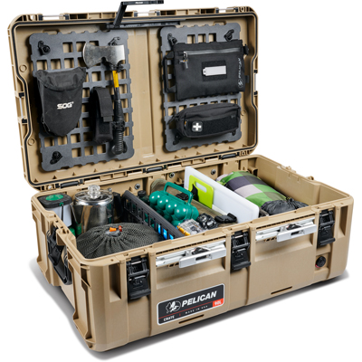 PEL_Crate 90L_Tan_Front Angle Open Props With Mod Light And ModRail Cleat_med