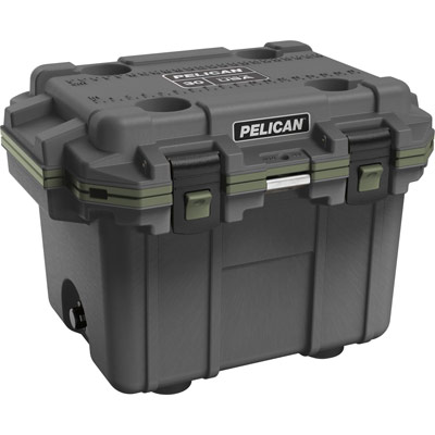 pelican 30qt elite cooler gunmetal od green angled