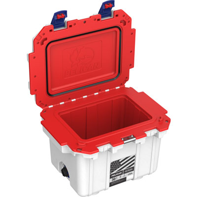 2025_PEL_Coolers_30Qt_Americana BluLtch_3 4_Open_Mockup_med