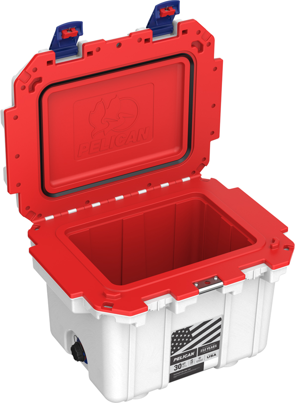 2025_PEL_Coolers_30Qt_Americana BluLtch_3 4_Open_Mockup_med