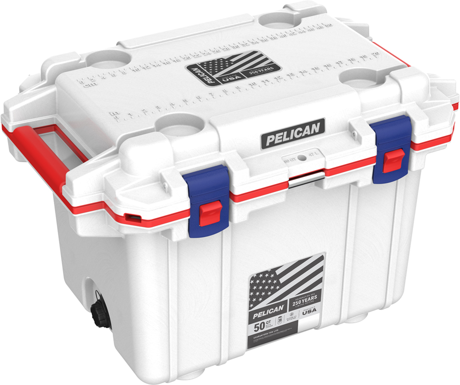 2025_PEL_Coolers_50Qt_Americana BluLtch_3 4_Closed_Mockup_med