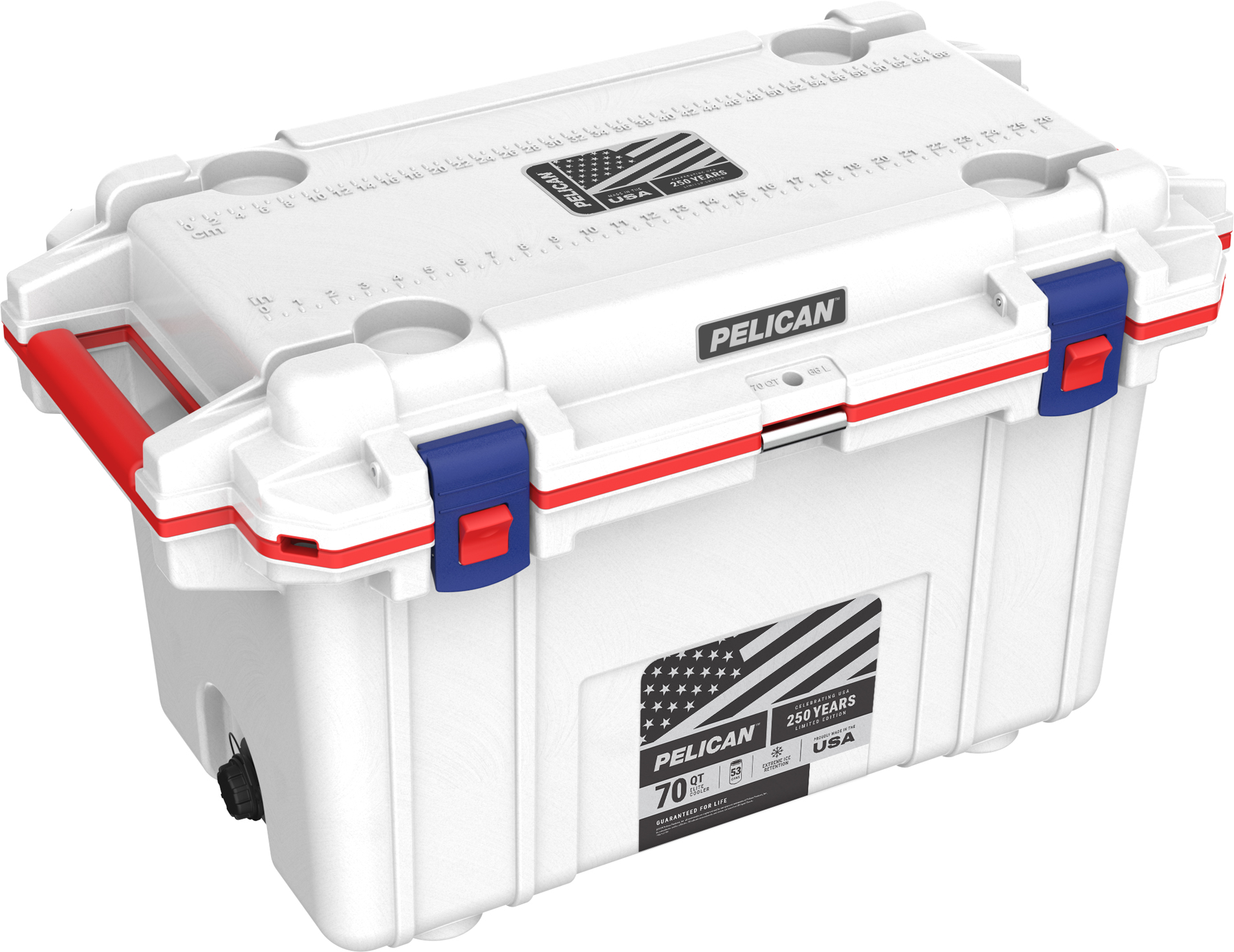 2025_PEL_Coolers_70Qt_Americana BluLtch_3 4_Closed_Mockup_med