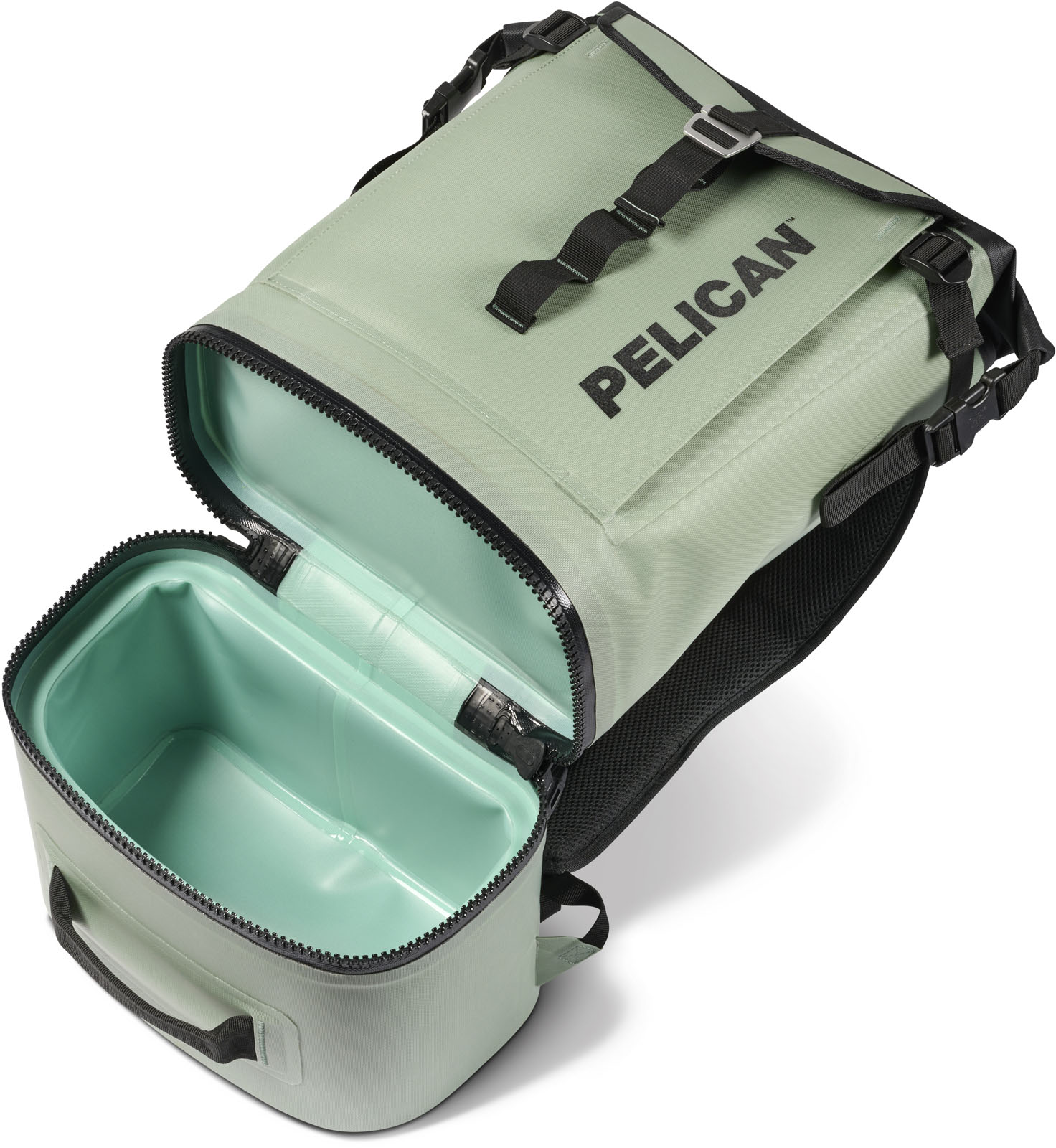 SP26_PEL_Cooler_Dayventure_Backpack_SOFT CBKPK DSG_DesertSage_Onwhite_TopdownOpen