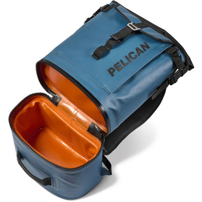 SP26_PEL_Cooler_Dayventure_Backpack_SOFT CBKPK INDG_Indigo_Onwhite_TopdownOpen